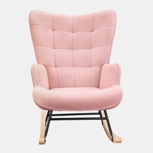 Cadeira de baloiço para quarto de criança, cadeira de baloiço estofada com encosto alto para sala de estar, quarto ou escritório, Rosa