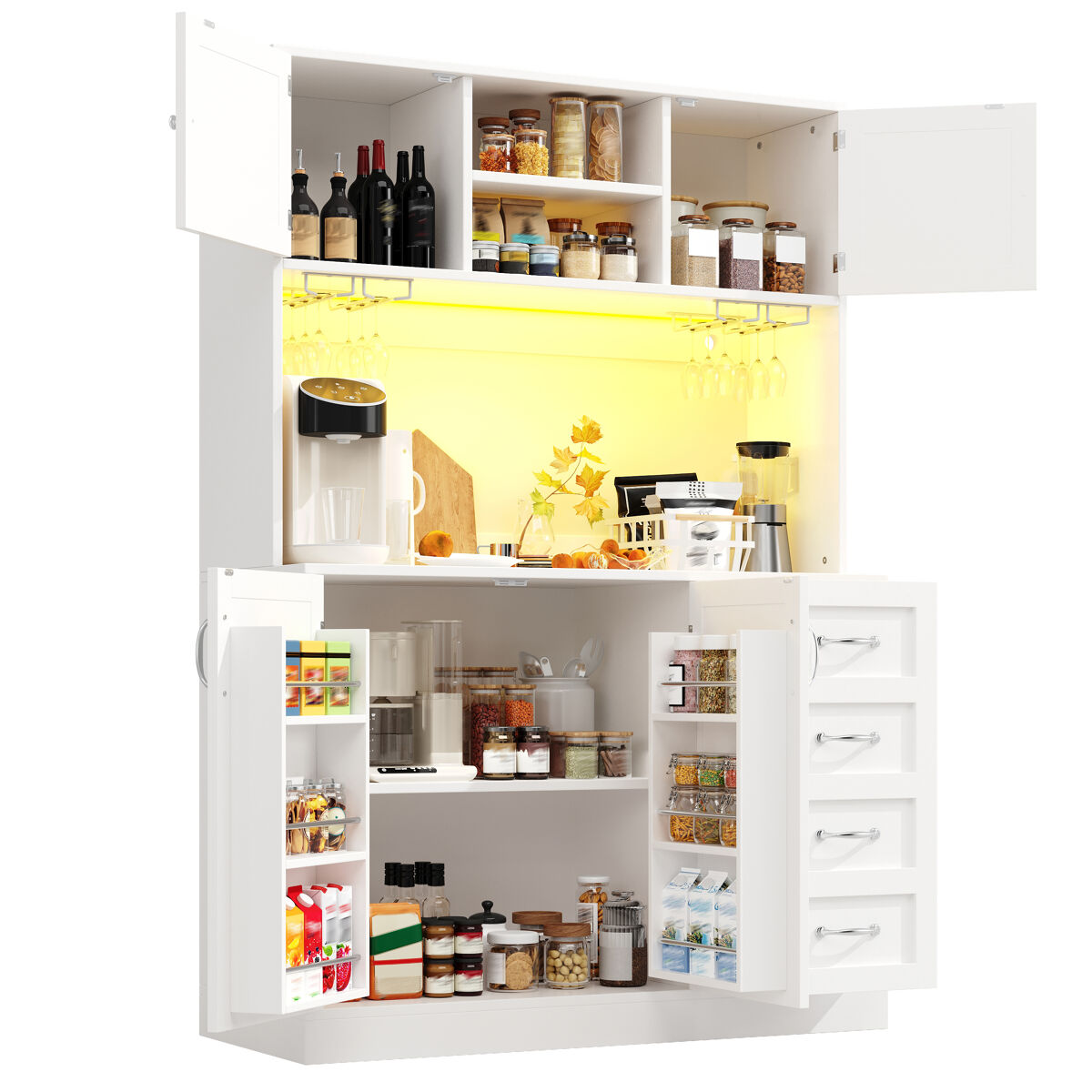Armario de cocina con 4 puertas y 4 cajones 120 Blanco