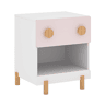 Mesa de cabeceira infantil Vaarentaa 2 gavetas + 1 compartimento 47x40x35 cm BrancoCotton Candy en.casa