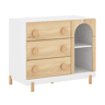 Cómoda infantil Vaarentaa com 3 gavetas + 2 compartimentos 79x41x66 cm BrancoEfeito carvalho en.casa