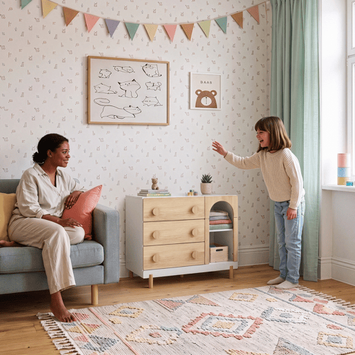 Cómoda infantil Vaarentaa com 3 gavetas + 2 compartimentos 79x41x66 cm BrancoEfeito carvalho en.casa Cómoda infantil Vaarentaa com 3 gavetas + 2 compartimentos 79x41x66 cm BrancoEfeito carvalho en.casa