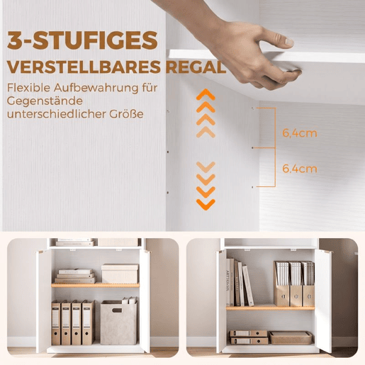 HOMCOM Estante para Livros Alta e Estreita, Biblioteca de 6 Níveis com 4 Compartimentos Abertos, Prateleira Ajustável, Fechos Magnéticos, 60x24x182 cm, Branco