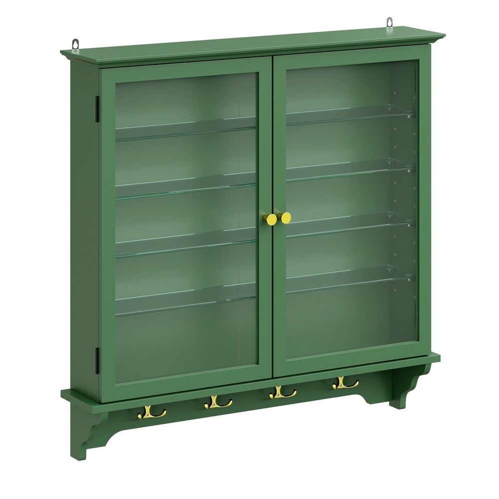 Sobuy armario colgante con vitrina y fsb114-e-sy | verde oscuro | 68.0x13.5x68.5 cm | mdf lacado y cristal templado