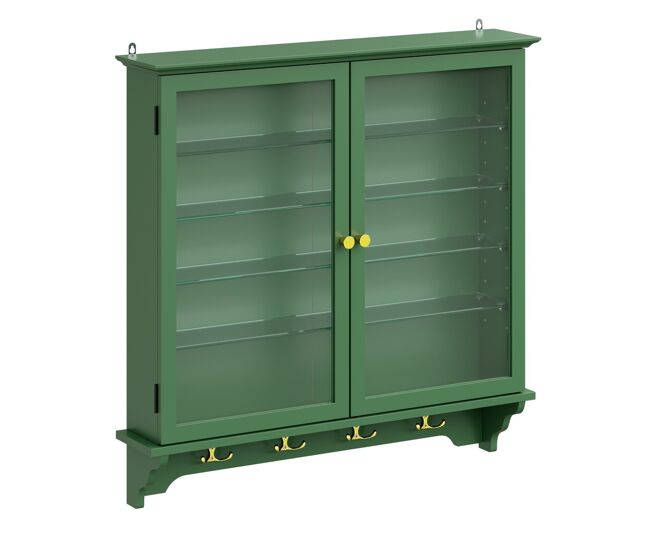 Sobuy armario colgante con vitrina y fsb114-e-sy | verde oscuro | 68.0x13.5x68.5 cm | mdf lacado y cristal templado