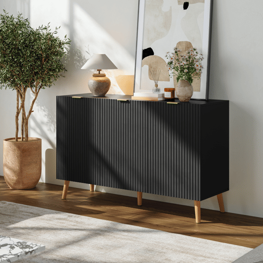 Aparador Nand 3 portas 120x40x76 cm Preto en.casa Aparador Nand 3 portas 120x40x76 cm Preto en.casa