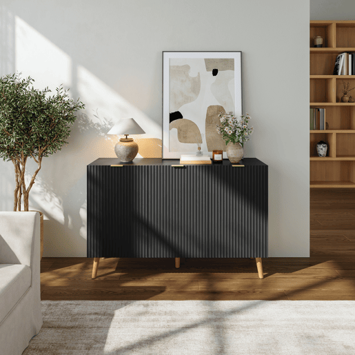 Aparador Nand 3 portas 120x40x76 cm Preto en.casa Aparador Nand 3 portas 120x40x76 cm Preto en.casa