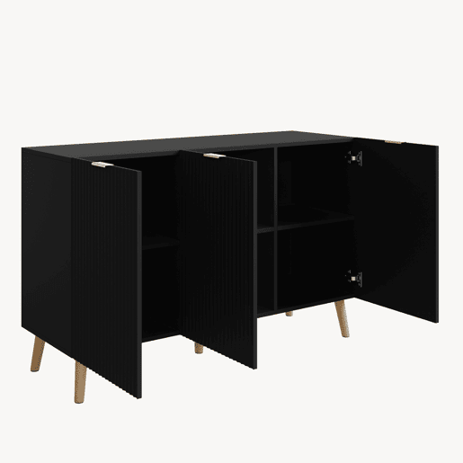Aparador Nand 3 portas 120x40x76 cm Preto en.casa Aparador Nand 3 portas 120x40x76 cm Preto en.casa