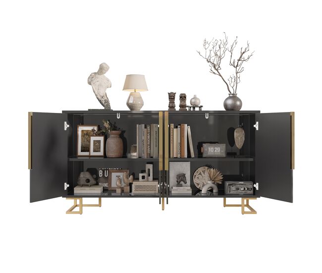 Aparador de mdf con 4 puertas,negro