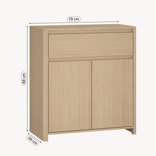 Armário auxiliar Takranmaa com 2 portas y gaveta 88x79x39 Carvalho en.casa Armário auxiliar Takranmaa com 2 portas y gaveta 88x79x39 Carvalho en.casa