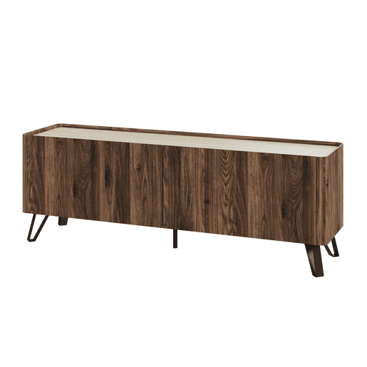 Móvel de televisão Trorlon com 4 portas 160x40x55 cm NogueiraTravertino en.casa