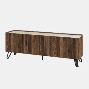 Móvel de televisão Trorlon com 4 portas 160x40x55 cm NogueiraTravertino en.casa