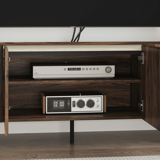 Móvel de televisão Trorlon com 4 portas 160x40x55 cm NogueiraTravertino en.casa