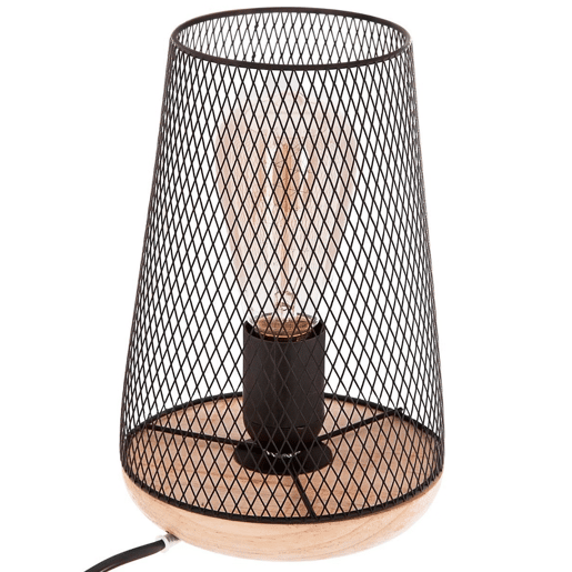 Atmosphera - Candeeiro de Mesa Zely Preto - Metal e Madeira A.23 cm Atmosphera - Candeeiro de Mesa Zely Preto - Metal e Madeira A.23 cm