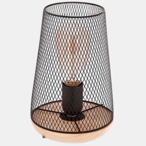 Atmosphera - Candeeiro de Mesa Zely Preto - Metal e Madeira A.23 cm