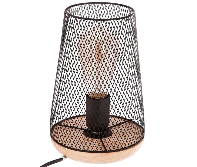 Atmosphera - lámpara 'zely' negra - metal y madera a. 23 cm