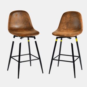 Conjunto de 2 banquetas de bar vintage giratórias em camurça sintética