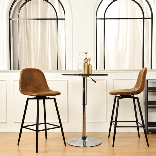 Conjunto de 2 banquetas de bar vintage giratórias em camurça sintética Conjunto de 2 banquetas de bar vintage giratórias em camurça sintética