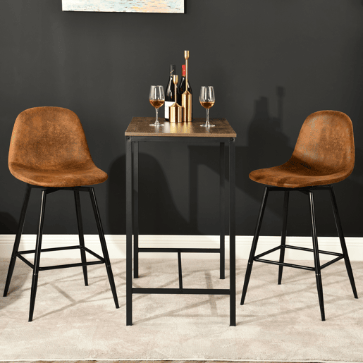 Conjunto de 2 banquetas de bar vintage giratórias em camurça sintética Conjunto de 2 banquetas de bar vintage giratórias em camurça sintética