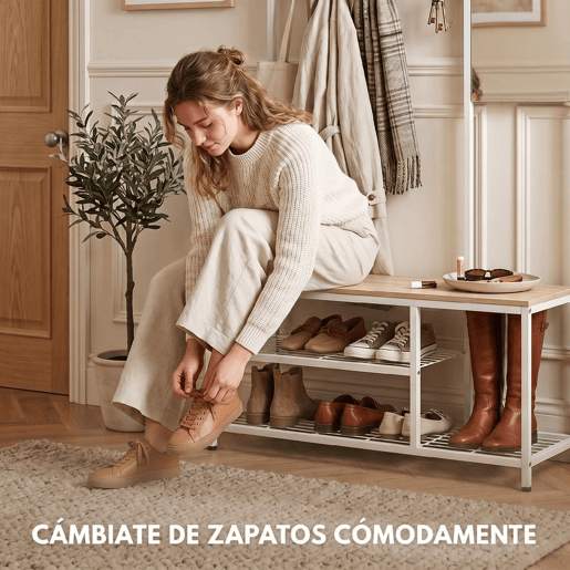 HOMCOM Móvel Cabide de Entrada 4 em 1 Móvel de Entrada com Banco Sapateira Espelho 8 Ganchos e Estrutura Metálica Estilo Moderno para Entrada Corredor 98x36x185 cm Madeira HOMCOM Móvel Cabide de Entrada 4 em 1 Móvel de Entrada com Banco Sapateira Espelho 8 Ganchos e Estrutura Metálica Estilo Moderno para Entrada Corredor 98x36x185 cm Madeira
