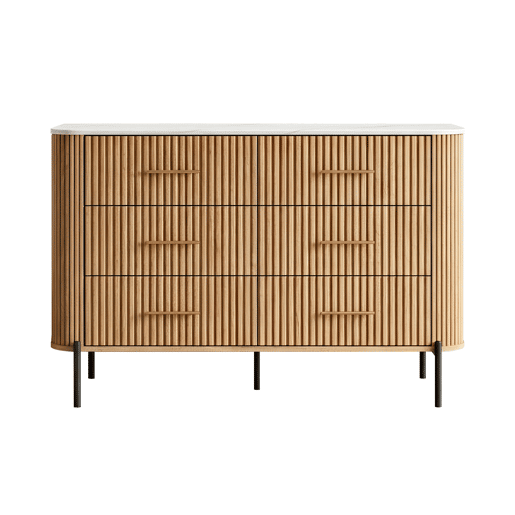 Cómoda Kokunse com 6 gavetas 120x42x78 cm Carvalho en.casa Cómoda Kokunse com 6 gavetas 120x42x78 cm Carvalho en.casa