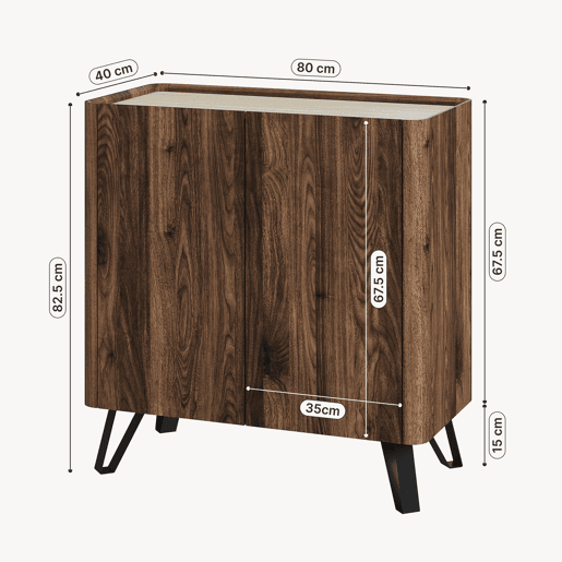 Aparador Trorlon 2 portas 83x80x40 cm NogueiraTravertino en.casa