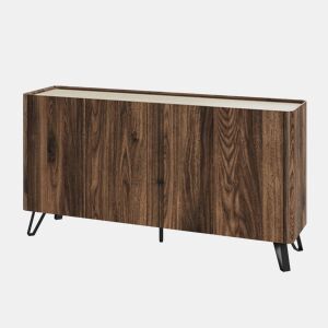 Aparador Trorlon con 4 puertas 160x40x83 cm NogueiraTravertino en.casa
