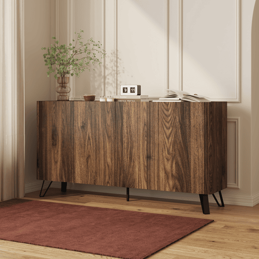 Aparador Trorlon con 4 puertas 160x40x83 cm NogueiraTravertino en.casa Aparador Trorlon con 4 puertas 160x40x83 cm NogueiraTravertino en.casa