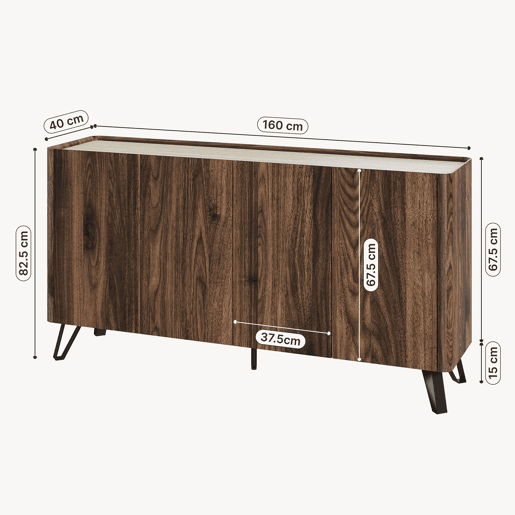 Aparador Trorlon con 4 puertas 160x40x83 cm NogueiraTravertino en.casa Aparador Trorlon con 4 puertas 160x40x83 cm NogueiraTravertino en.casa