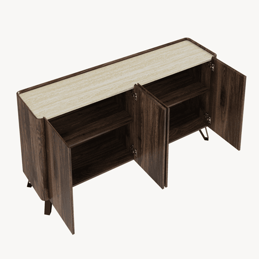 Aparador Trorlon con 4 puertas 160x40x83 cm NogueiraTravertino en.casa Aparador Trorlon con 4 puertas 160x40x83 cm NogueiraTravertino en.casa