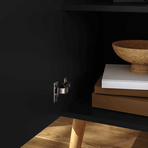 Aparador Nand 2 portas e 2 compartimentos 120x40x76 cm Preto en.casa