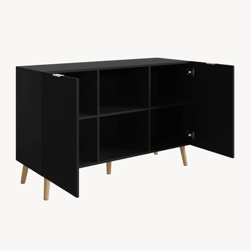 Aparador Nand 2 portas e 2 compartimentos 120x40x76 cm Preto en.casa