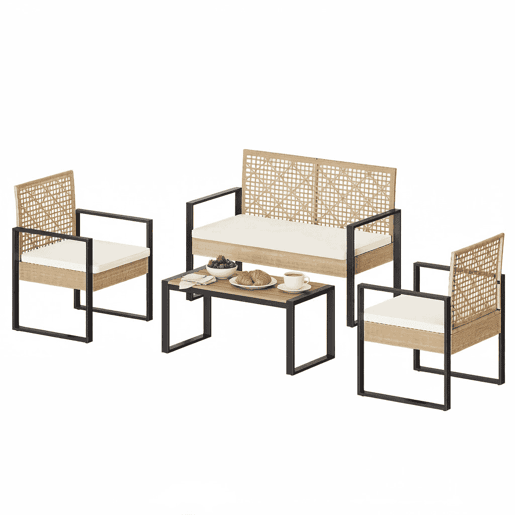 Conjunto de mobiliário de jardim 112,5 x 52 x 75 cm - Modular, para terraço e convívio - Madeira natural Conjunto de mobiliário de jardim 112,5 x 52 x 75 cm - Modular, para terraço e convívio - Madeira natural