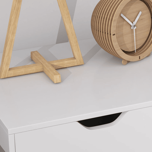 HOMCOM Gaveteiro de Secretária com 5 Gavetas, Armário, Rodas e Prateleira Ajustável, Suporte para Impressora, 78x40x66,5 cm, Branco