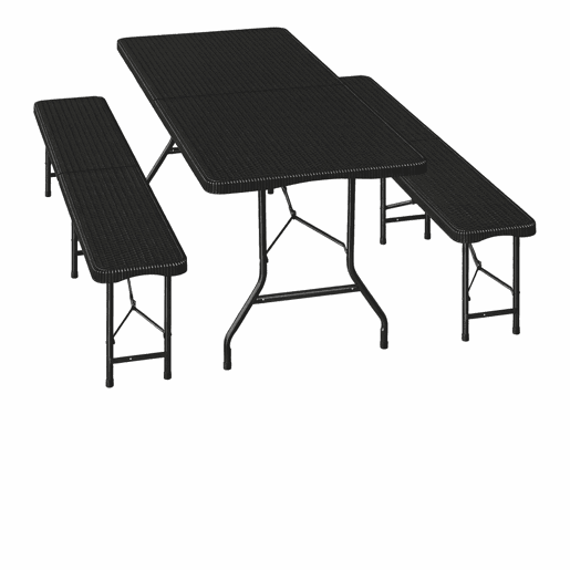 Conjunto de mobiliário de jardim 180 x 70 x 74 cm - Dobrável, para exterior, pátio, campismo - Preto Conjunto de mobiliário de jardim 180 x 70 x 74 cm - Dobrável, para exterior, pátio, campismo - Preto