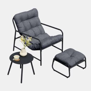 Conjunto de mobiliário de jardim Trerdfjoa 3 pcs. aço Cinzento escuro en.casa