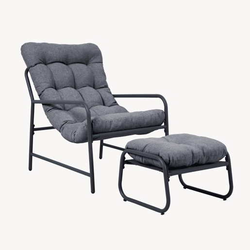 Conjunto de mobiliário de jardim Trerdfjoa 3 pcs. aço Cinzento escuro en.casa Conjunto de mobiliário de jardim Trerdfjoa 3 pcs. aço Cinzento escuro en.casa