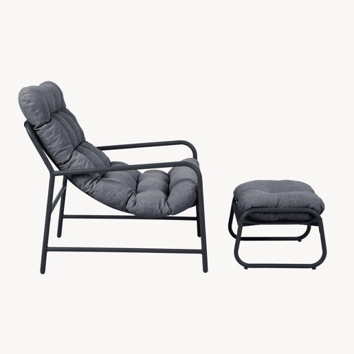 Conjunto de mobiliário de jardim Trerdfjoa 3 pcs. aço Cinzento escuro en.casa Conjunto de mobiliário de jardim Trerdfjoa 3 pcs. aço Cinzento escuro en.casa