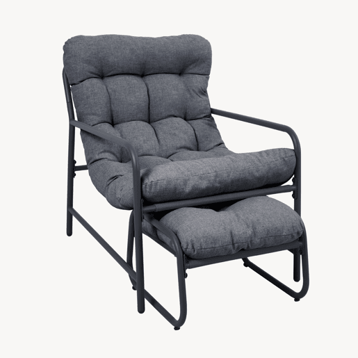 Conjunto de mobiliário de jardim Trerdfjoa 3 pcs. aço Cinzento escuro en.casa Conjunto de mobiliário de jardim Trerdfjoa 3 pcs. aço Cinzento escuro en.casa