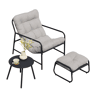 Conjunto de mobiliário de jardim Trerdfjoa 3 pcs. aço Cinzento escuro  Cinzento en.casa