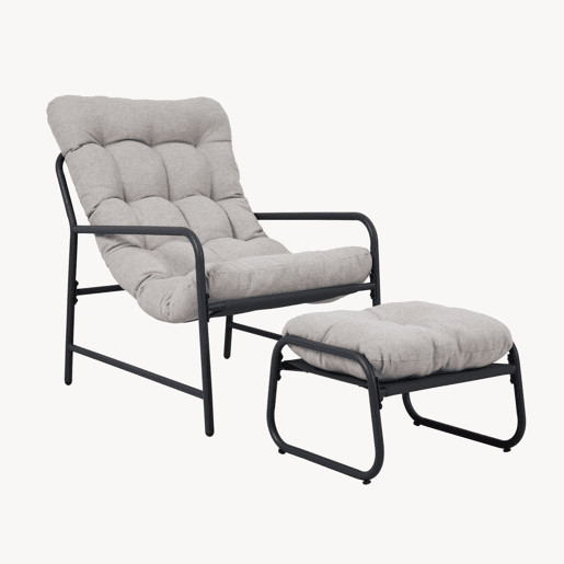 Conjunto de mobiliário de jardim Trerdfjoa 3 pcs. aço Cinzento escuro Cinzento en.casa Conjunto de mobiliário de jardim Trerdfjoa 3 pcs. aço Cinzento escuro Cinzento en.casa