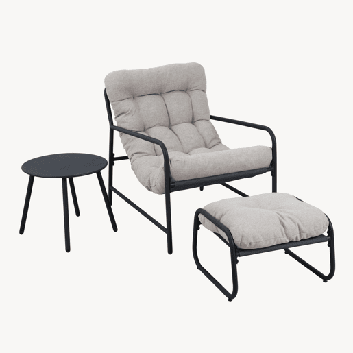 Conjunto de mobiliário de jardim Trerdfjoa 3 pcs. aço Cinzento escuro Cinzento en.casa Conjunto de mobiliário de jardim Trerdfjoa 3 pcs. aço Cinzento escuro Cinzento en.casa