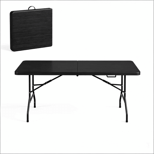 Mesa dobrável 180 x 74 x 70 cm u2014 design moderno com superfĂcie lisa para varanda e sala de jantar u2014 Preto Mesa dobrável 180 x 74 x 70 cm u2014 design moderno com superfĂcie lisa para varanda e sala de jantar u2014 Preto