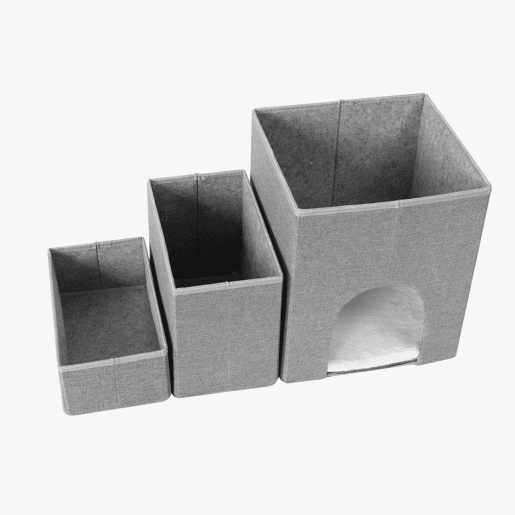Escada para cães Vojens 3 níveis com abrigo 76x33x43 cm Cinzento en.casa Escada para cães Vojens 3 níveis com abrigo 76x33x43 cm Cinzento en.casa