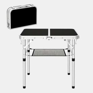 Mesa dobrável para exterior - Multifuncional, com altura regulável e rede de arrumação - Preta