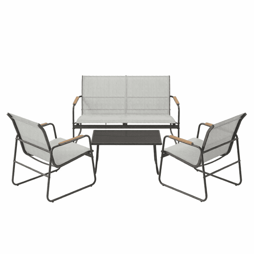 Conjunto de mobiliário de jardim 111,5 x 76,5 x 75 cm - 4 peças, exterior, terraço - Cinzento Conjunto de mobiliário de jardim 111,5 x 76,5 x 75 cm - 4 peças, exterior, terraço - Cinzento