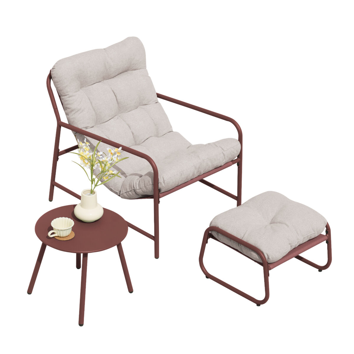 Juego de muebles de jardín trerdfjoa 3 piezas - color óxido/gris [en.casa]