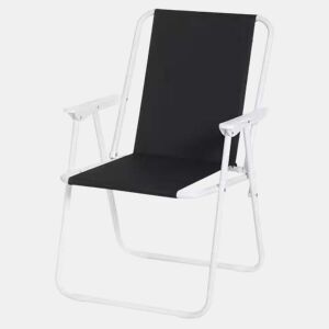 Cadeira de jardim dobrável - Leve, portátil, ideal para acampar e para o exterior - Preta