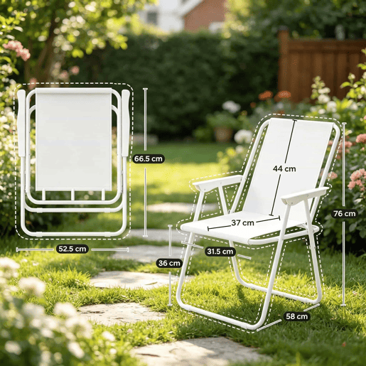 Cadeira de jardim dobrável - Leve, portátil, ideal para acampar e para o exterior - Preta Cadeira de jardim dobrável - Leve, portátil, ideal para acampar e para o exterior - Preta
