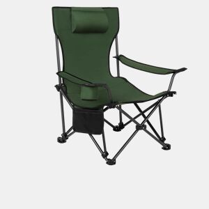 Cadeira de campismo dobrável 115 x 84 x 88,5 cm u2014 ergonómica, com apoio para os pés extensível, portátil e reclinável u2014 Verde