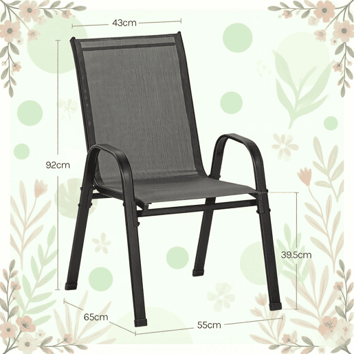 Cadeiras de jardim 55x65x92 cm - encosto alto, empilháveis, para exterior e varanda (2 unidades) - cinzento escuro Cadeiras de jardim 55x65x92 cm - encosto alto, empilháveis, para exterior e varanda (2 unidades) - cinzento escuro